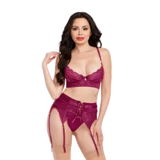 Lace Bra & G-String w/ Garter Belt