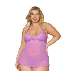 Lace & Mesh Chemise w/ G-String