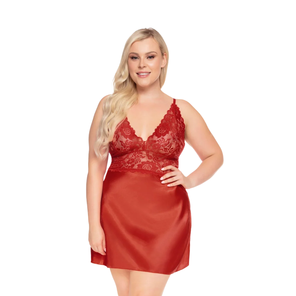 Ruby Satin & Lace Chemise