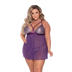 Sparkling Lace & Mesh Babydoll Set